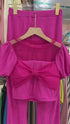 TEEN TOP Lacey Round Neck Crop Top With Trouser Sets